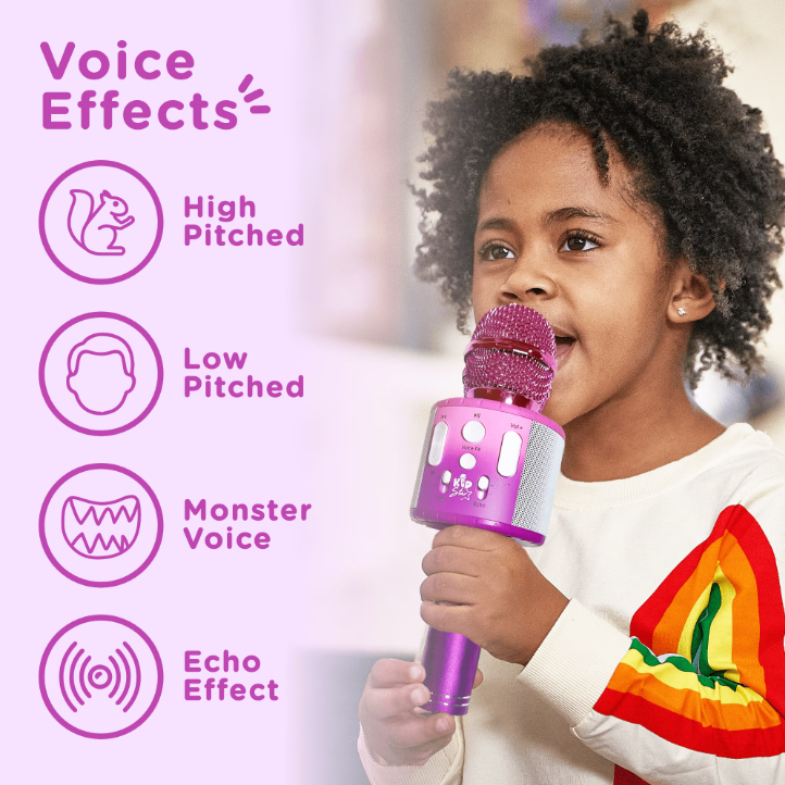 Kids Karaoke Microphone Bluetooth – Portable Wireless Singing Toy with Speaker, Music Player & LED Lights for Fun Singing, Party & Entertainment